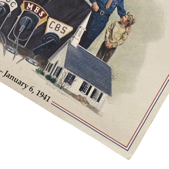 Vintage F.D.R.'s Four Freedoms Speech US Postal Stamp Jan 6 1941 - Picture 4 of 6